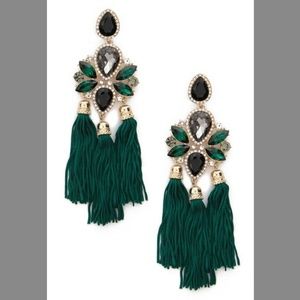 Art Deco Drop Rhinestone Tassel Earrings